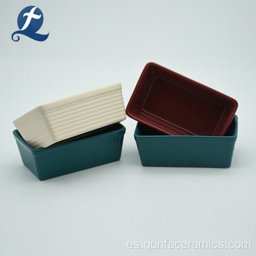 Utensilios para hornear antiadherentes de gres personalizados de cerámica rectangular